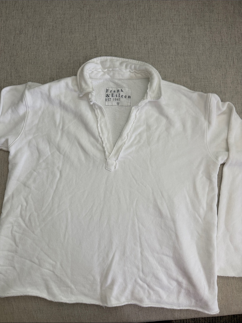 Frank & Eileen Patrick White Long-Sleeve Polo Sweatshirt Fleece